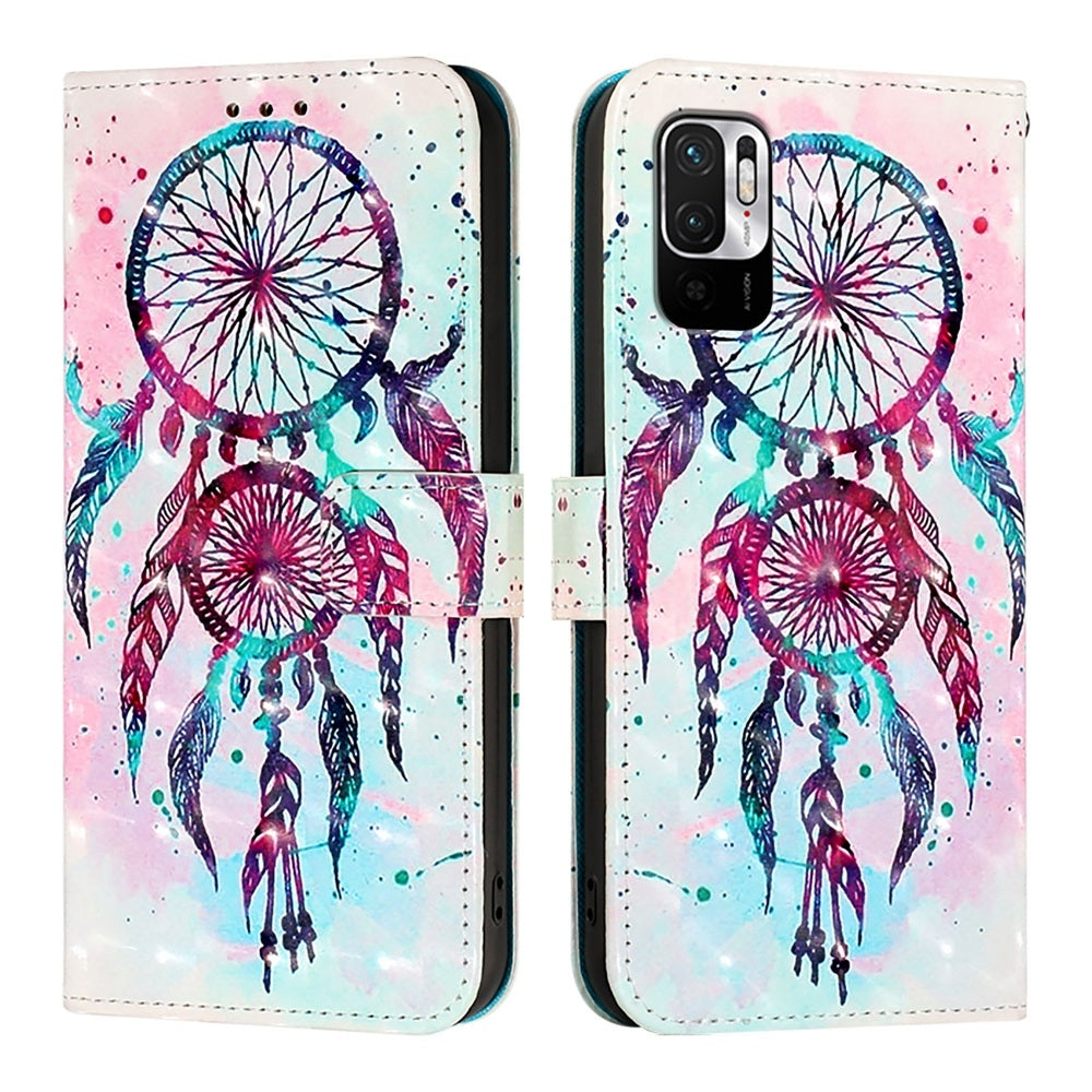 Redmi Note 10 5G Leather Flip Phone Case with 3D Painted Design, Card Holder, Wallet & Stand Function - Durable Protection & Easy Access