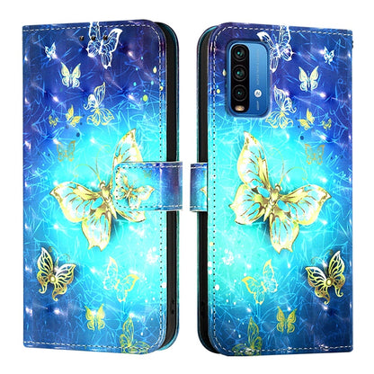 Redmi 9 Power Leather Flip Phone Case with 3D Painted Design, Card Holder, Wallet & Stand Function - Durable Protection & Easy Access