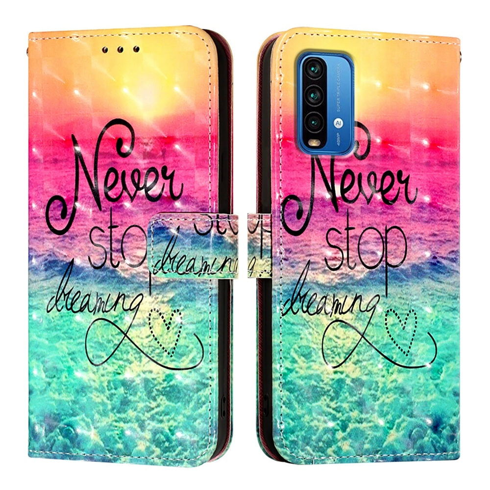 Redmi 9T Global Leather Flip Phone Case with 3D Painted Design, Card Holder, Wallet & Stand Function - Durable Protection & Easy Access