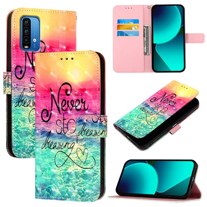 Redmi 9T Global Leather Flip Phone Case with 3D Painted Design, Card Holder, Wallet & Stand Function - Durable Protection & Easy Access