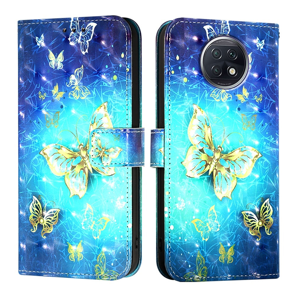 Redmi Note 9T Global Leather Flip Phone Case with 3D Painted Design, Card Holder, Wallet & Stand Function - Durable Protection & Easy Access