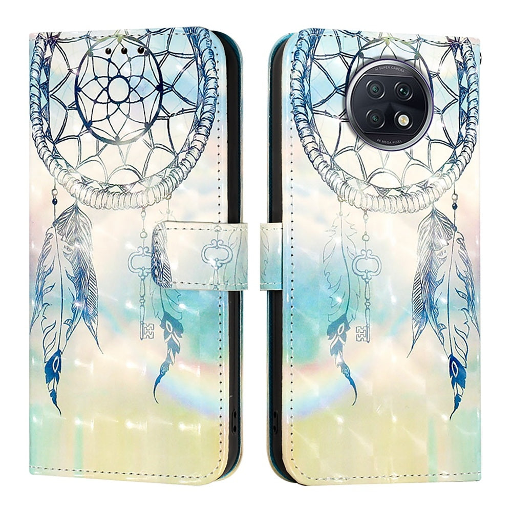 Redmi Note 9T Global Leather Flip Phone Case with 3D Painted Design, Card Holder, Wallet & Stand Function - Durable Protection & Easy Access