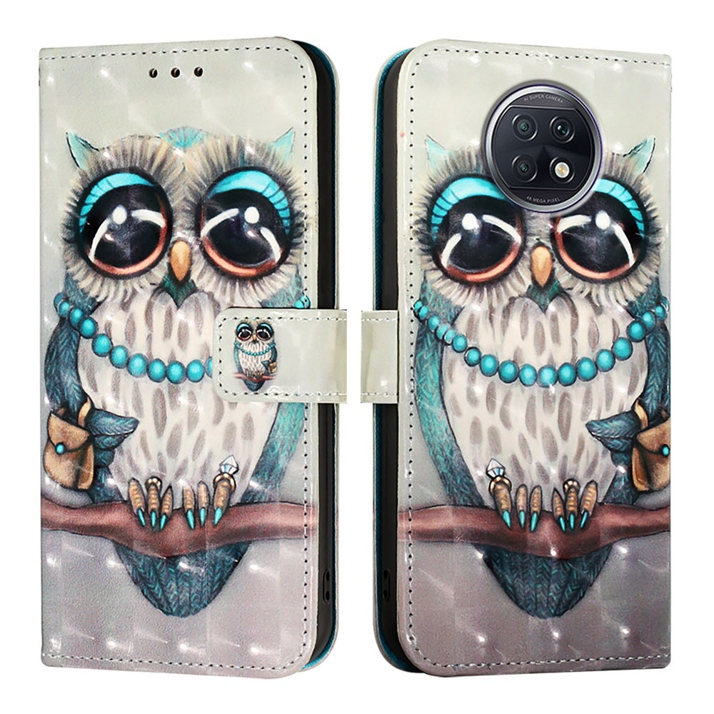 Redmi Note 9T Global Leather Flip Phone Case with 3D Painted Design, Card Holder, Wallet & Stand Function - Durable Protection & Easy Access