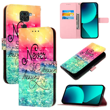 Redmi Note 9 4G Leather Flip Phone Case with 3D Painted Design, Card Holder, Wallet & Stand Function - Durable Protection & Easy Access