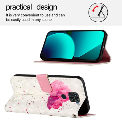 Redmi Note 9 4G Leather Flip Phone Case with 3D Painted Design, Card Holder, Wallet & Stand Function - Durable Protection & Easy Access