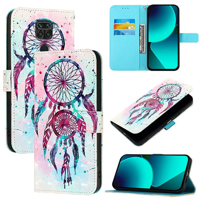 Redmi Note 9 4G Leather Flip Phone Case with 3D Painted Design, Card Holder, Wallet & Stand Function - Durable Protection & Easy Access