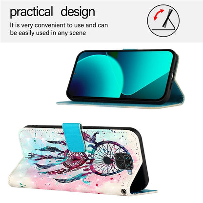 Redmi Note 9 4G Leather Flip Phone Case with 3D Painted Design, Card Holder, Wallet & Stand Function - Durable Protection & Easy Access