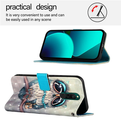 Redmi 8 Leather Flip Phone Case with 3D Painted Design, Card Holder, Wallet & Stand Function - Durable Protection & Easy Access