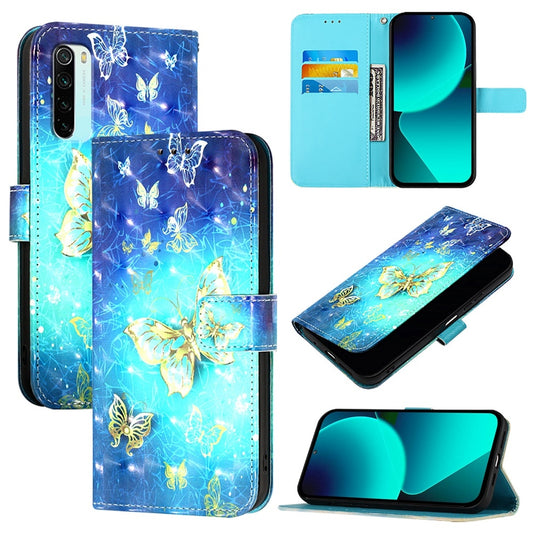 Redmi Note 8 Leather Flip Phone Case with 3D Painted Design, Card Holder, Wallet & Stand Function - Durable Protection & Easy Access