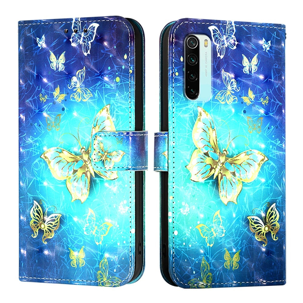 Redmi Note 8 Leather Flip Phone Case with 3D Painted Design, Card Holder, Wallet & Stand Function - Durable Protection & Easy Access