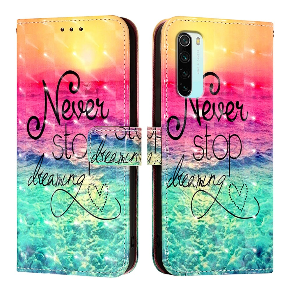 Redmi Note 8 Leather Flip Phone Case with 3D Painted Design, Card Holder, Wallet & Stand Function - Durable Protection & Easy Access