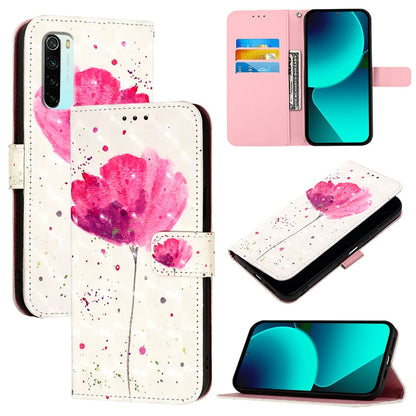 Redmi Note 8 Leather Flip Phone Case with 3D Painted Design, Card Holder, Wallet & Stand Function - Durable Protection & Easy Access