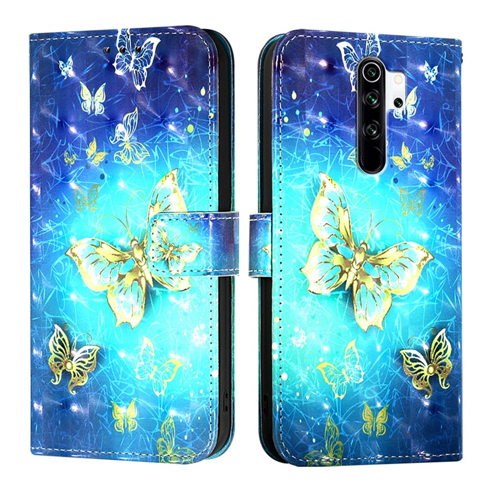 Redmi Note 8 Pro Leather Flip Phone Case with 3D Painted Design, Card Holder, Wallet & Stand Function - Durable Protection & Easy Access