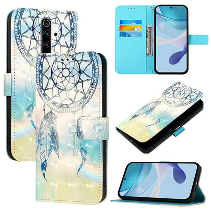 Redmi Note 8 Pro Leather Flip Phone Case with 3D Painted Design, Card Holder, Wallet & Stand Function - Durable Protection & Easy Access