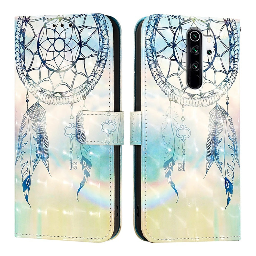 Redmi Note 8 Pro Leather Flip Phone Case with 3D Painted Design, Card Holder, Wallet & Stand Function - Durable Protection & Easy Access