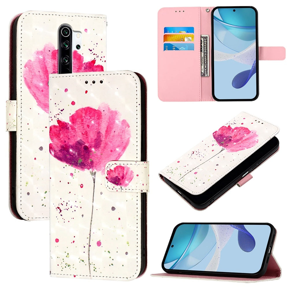 Redmi Note 8 Pro Leather Flip Phone Case with 3D Painted Design, Card Holder, Wallet & Stand Function - Durable Protection & Easy Access