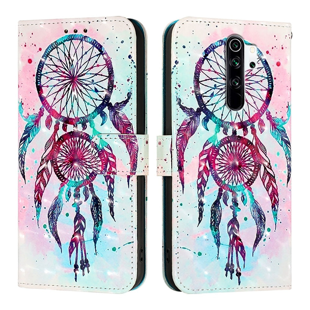 Redmi Note 8 Pro Leather Flip Phone Case with 3D Painted Design, Card Holder, Wallet & Stand Function - Durable Protection & Easy Access