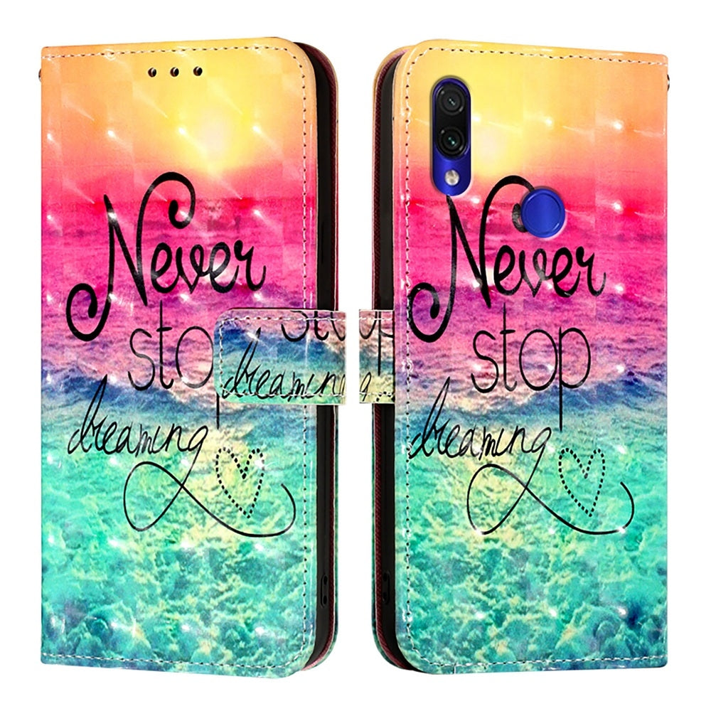Redmi Note 7 Leather Flip Phone Case with 3D Painted Design, Card Holder, Wallet & Stand Function - Durable Protection & Easy Access
