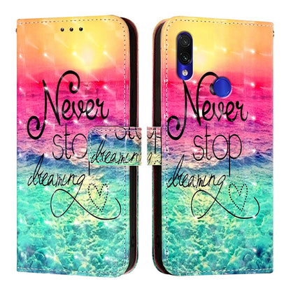 Redmi Note 7S Leather Flip Phone Case with 3D Painted Design, Card Holder, Wallet & Stand Function - Durable Protection & Easy Access