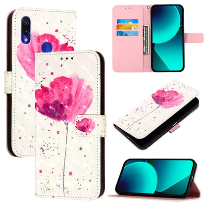 Redmi Note 7 Leather Flip Phone Case with 3D Painted Design, Card Holder, Wallet & Stand Function - Durable Protection & Easy Access