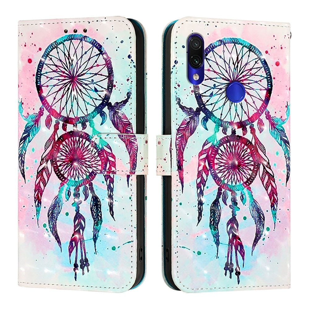 Redmi Note 7 Leather Flip Phone Case with 3D Painted Design, Card Holder, Wallet & Stand Function - Durable Protection & Easy Access