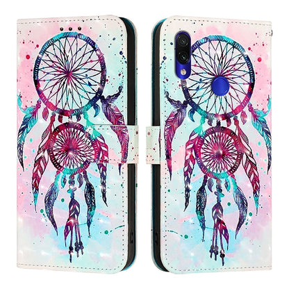 Redmi Note 7 Leather Flip Phone Case with 3D Painted Design, Card Holder, Wallet & Stand Function - Durable Protection & Easy Access