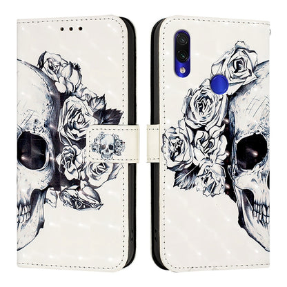 Redmi Note 7S Leather Flip Phone Case with 3D Painted Design, Card Holder, Wallet & Stand Function - Durable Protection & Easy Access