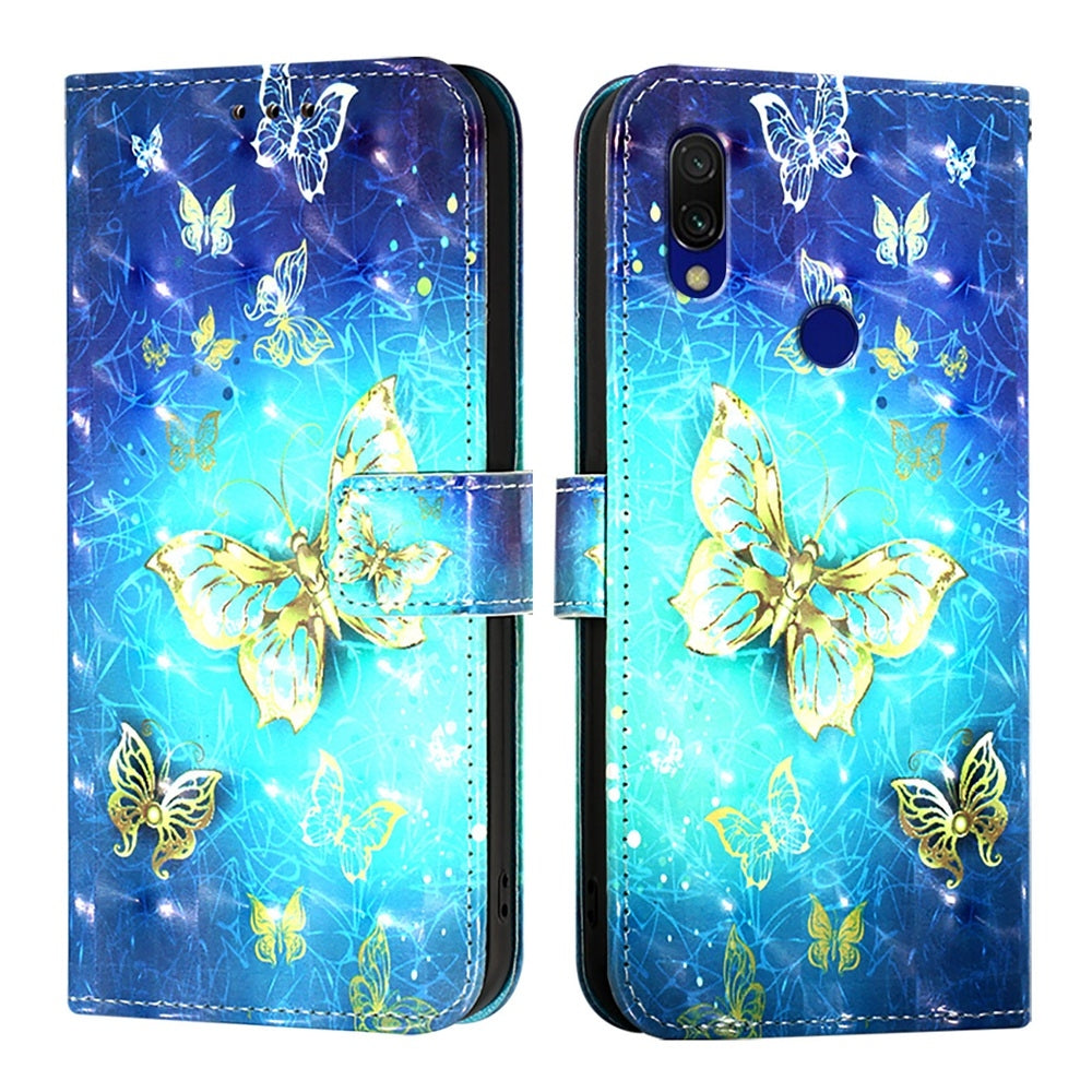 Redmi 7 Leather Flip Phone Case with 3D Painted Design, Card Holder, Wallet & Stand Function - Durable Protection & Easy Access