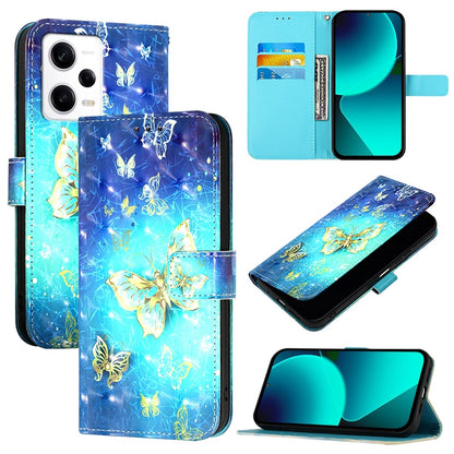 Redmi Note 12 Pro 5G Global Leather Flip Phone Case with 3D Painted Design, Card Holder, Wallet & Stand Function - Durable Protection & Easy Access