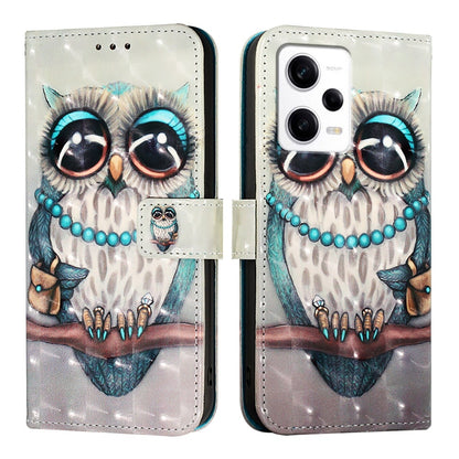 Redmi Note 12 Pro+ Global Leather Flip Phone Case with 3D Painted Design, Card Holder, Wallet & Stand Function - Durable Protection & Easy Access