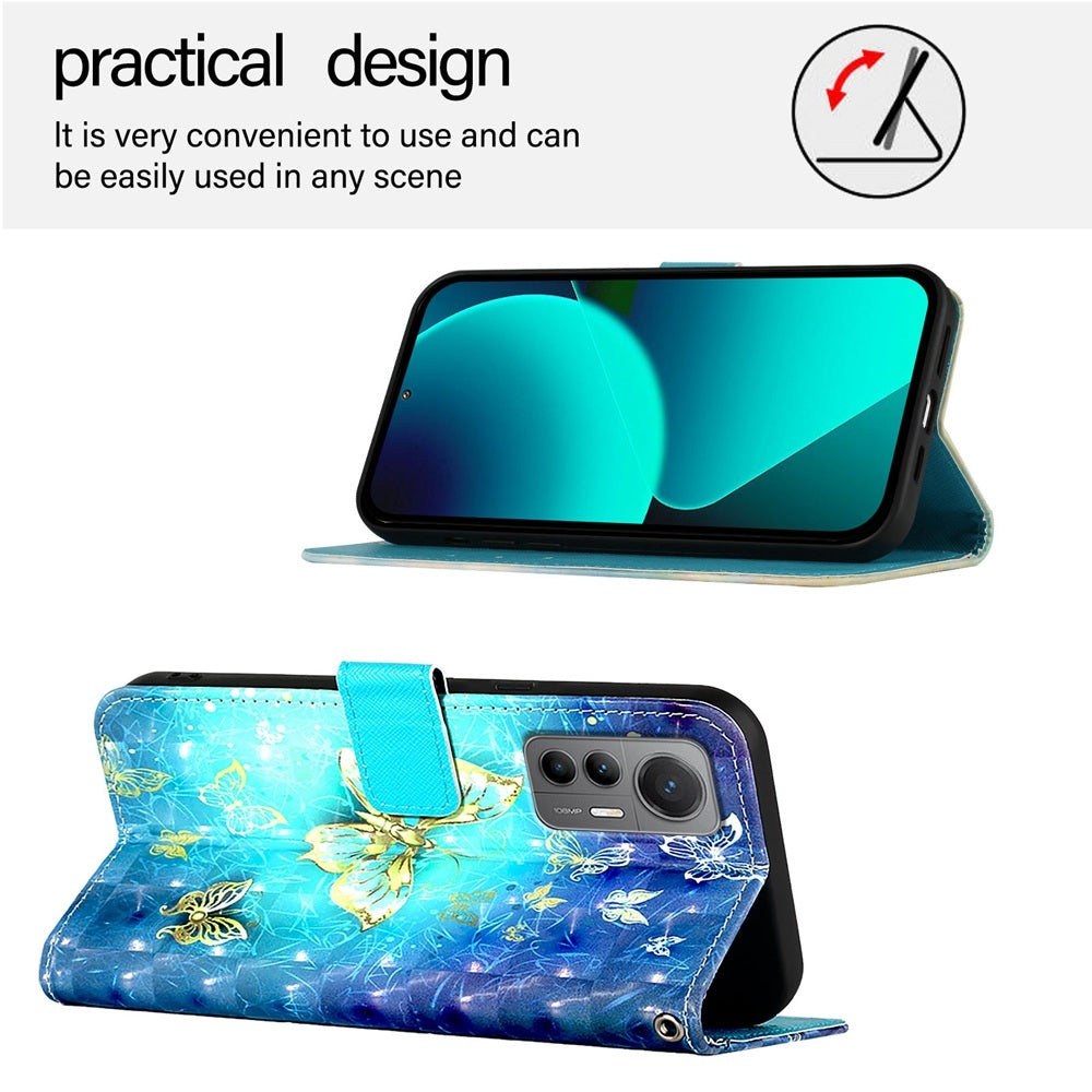 For Xiaomi 12 Lite Leather Flip Phone Case with 3D Painted Design, Card Holder, Wallet & Stand Function - Durable Protection & Easy Access