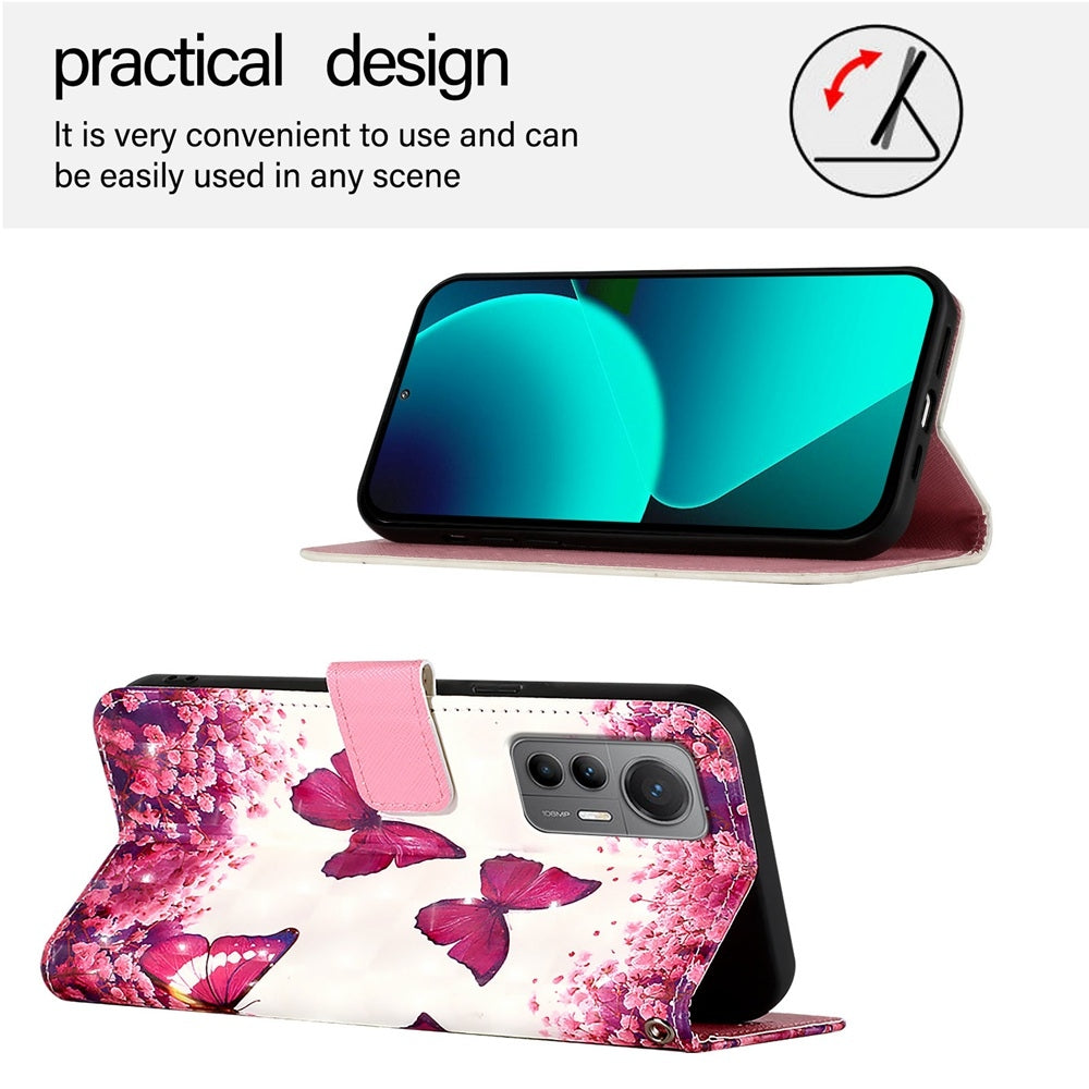 For Xiaomi 12 Lite Leather Flip Phone Case with 3D Painted Design, Card Holder, Wallet & Stand Function - Durable Protection & Easy Access