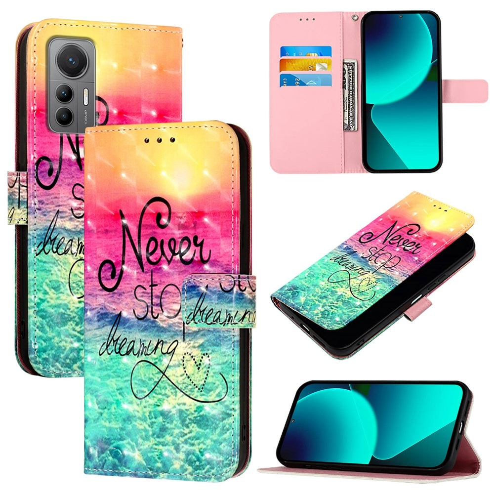 For Xiaomi 12 Lite Leather Flip Phone Case with 3D Painted Design, Card Holder, Wallet & Stand Function - Durable Protection & Easy Access
