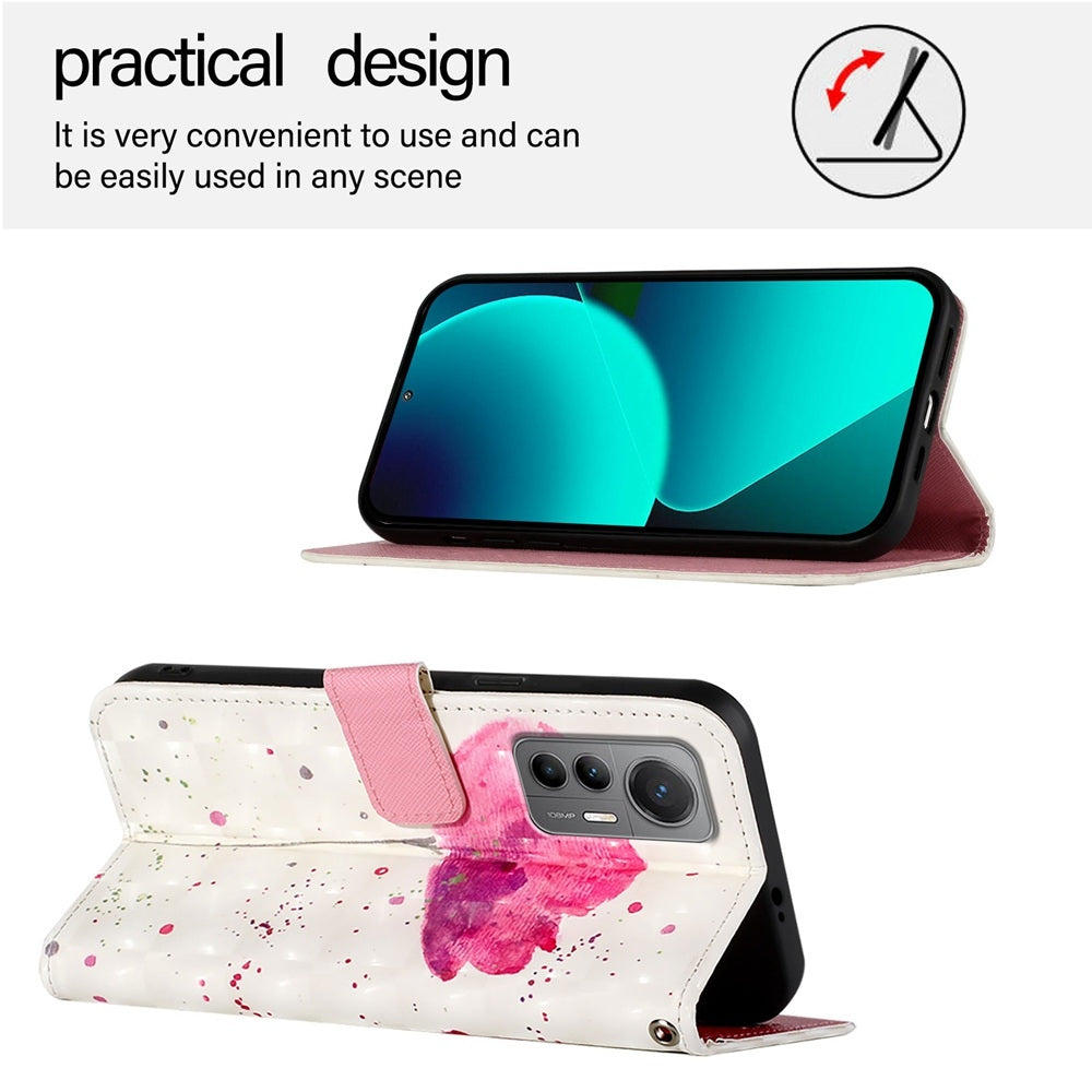 For Xiaomi 12 Lite Leather Flip Phone Case with 3D Painted Design, Card Holder, Wallet & Stand Function - Durable Protection & Easy Access
