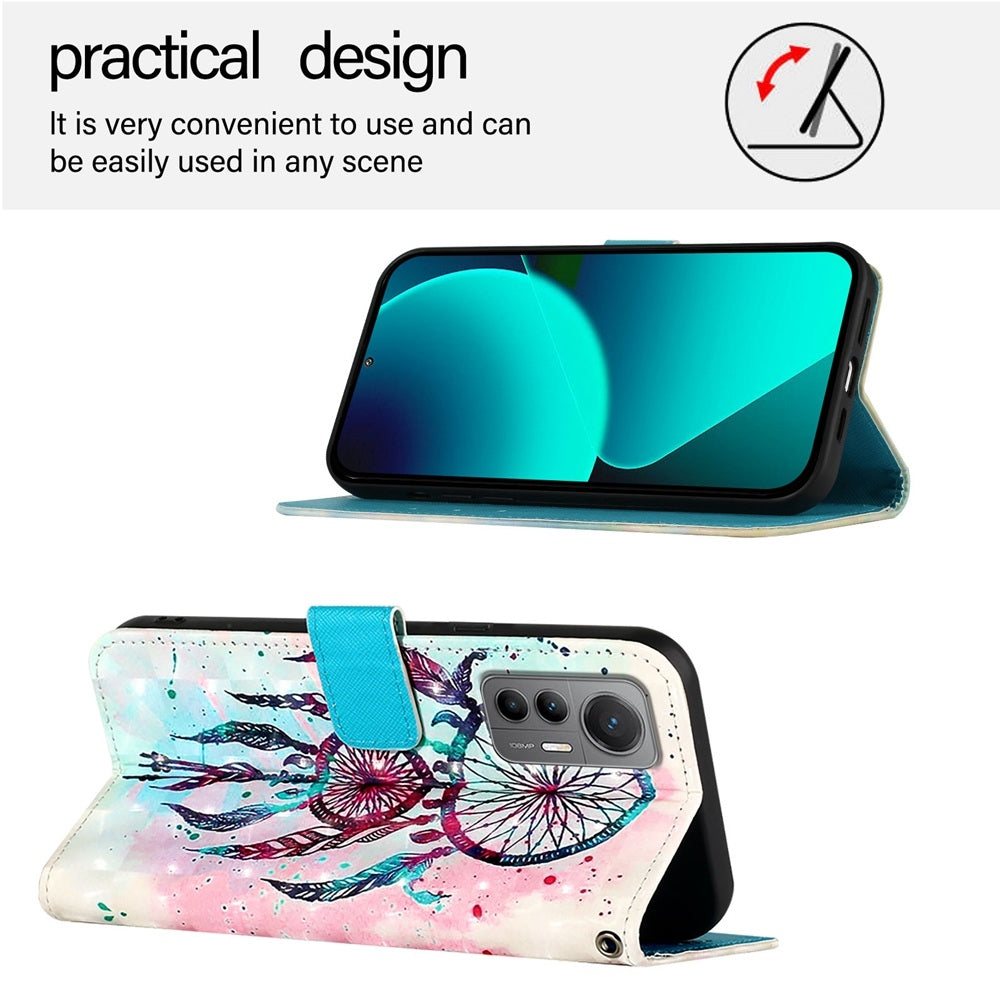 For Xiaomi 12 Lite Leather Flip Phone Case with 3D Painted Design, Card Holder, Wallet & Stand Function - Durable Protection & Easy Access