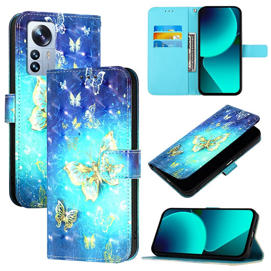 For Xiaomi 12 Pro Leather Flip Phone Case with 3D Painted Design, Card Holder, Wallet & Stand Function - Durable Protection & Easy Access