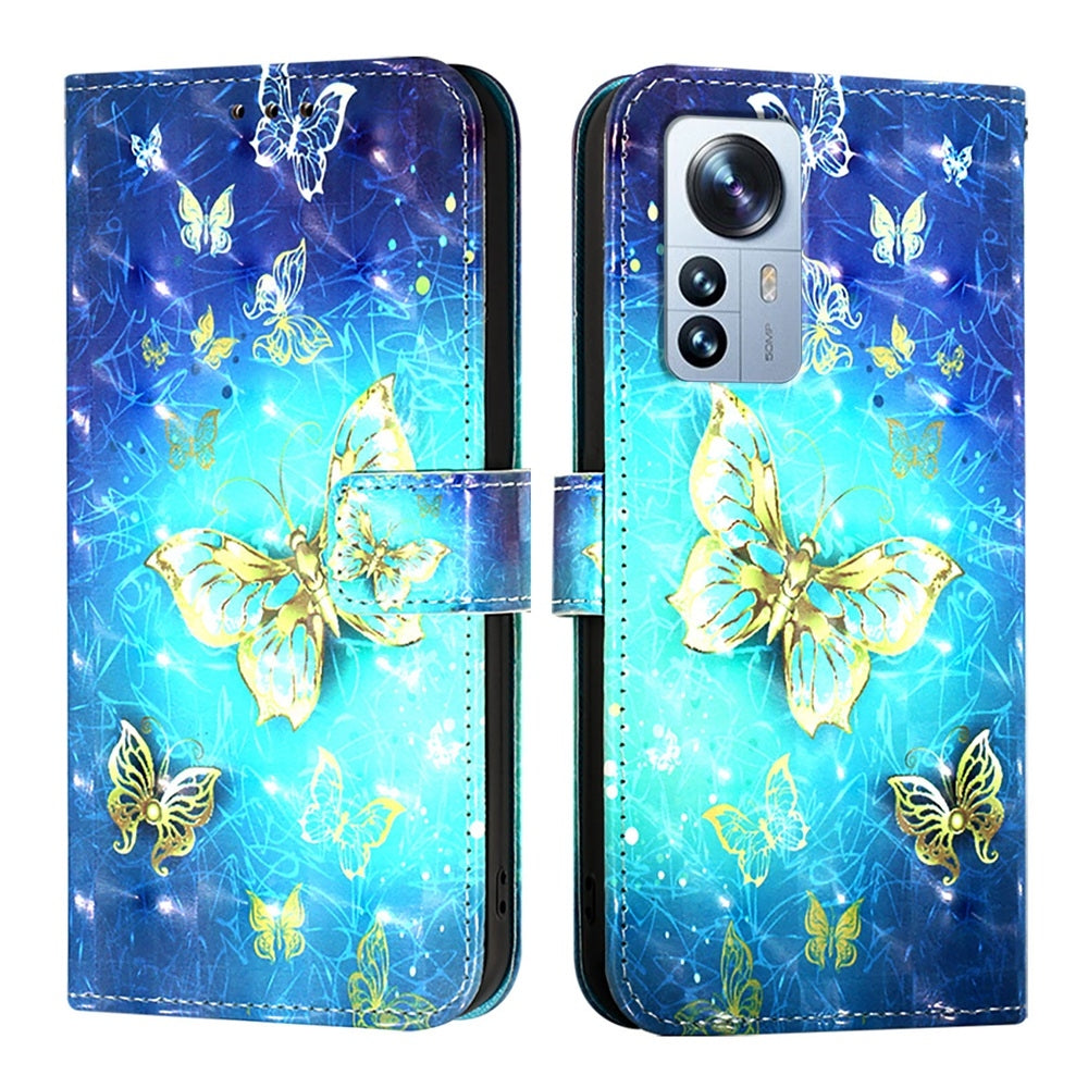Xiaomi 12 Pro Leather Flip Phone Case with 3D Painted Design, Card Holder, Wallet & Stand Function - Durable Protection & Easy Access