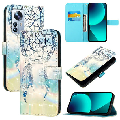 Xiaomi 12 Pro Leather Flip Phone Case with 3D Painted Design, Card Holder, Wallet & Stand Function - Durable Protection & Easy Access