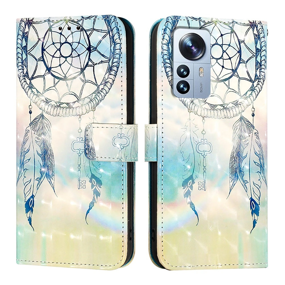Xiaomi 12S Pro Leather Flip Phone Case with 3D Painted Design, Card Holder, Wallet & Stand Function - Durable Protection & Easy Access