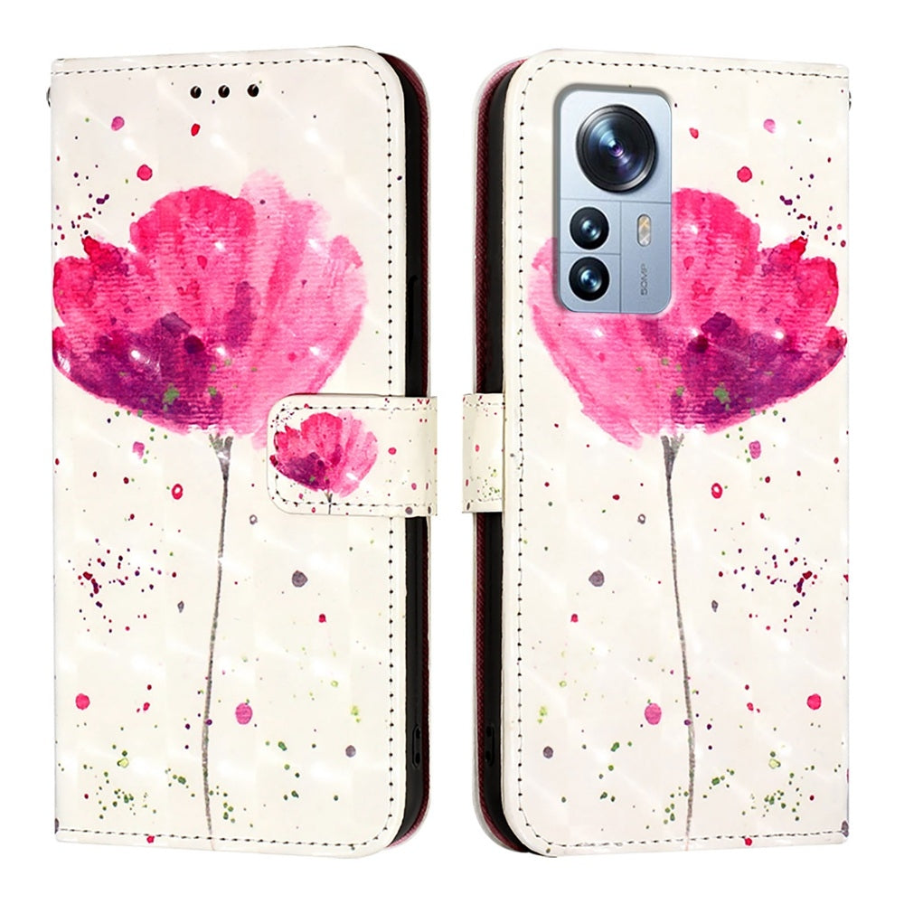 Xiaomi 12 Pro Leather Flip Phone Case with 3D Painted Design, Card Holder, Wallet & Stand Function - Durable Protection & Easy Access