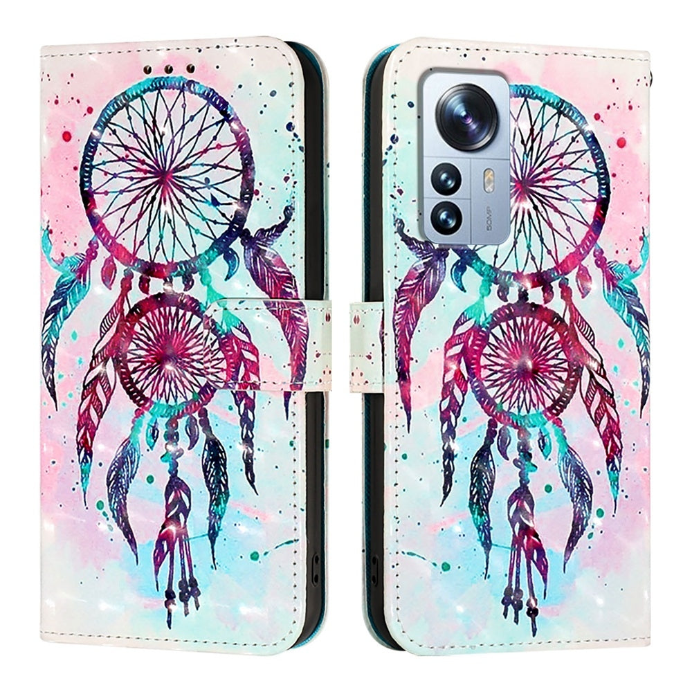 Xiaomi 12S Pro Leather Flip Phone Case with 3D Painted Design, Card Holder, Wallet & Stand Function - Durable Protection & Easy Access