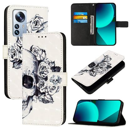 Xiaomi 12 Pro Leather Flip Phone Case with 3D Painted Design, Card Holder, Wallet & Stand Function - Durable Protection & Easy Access