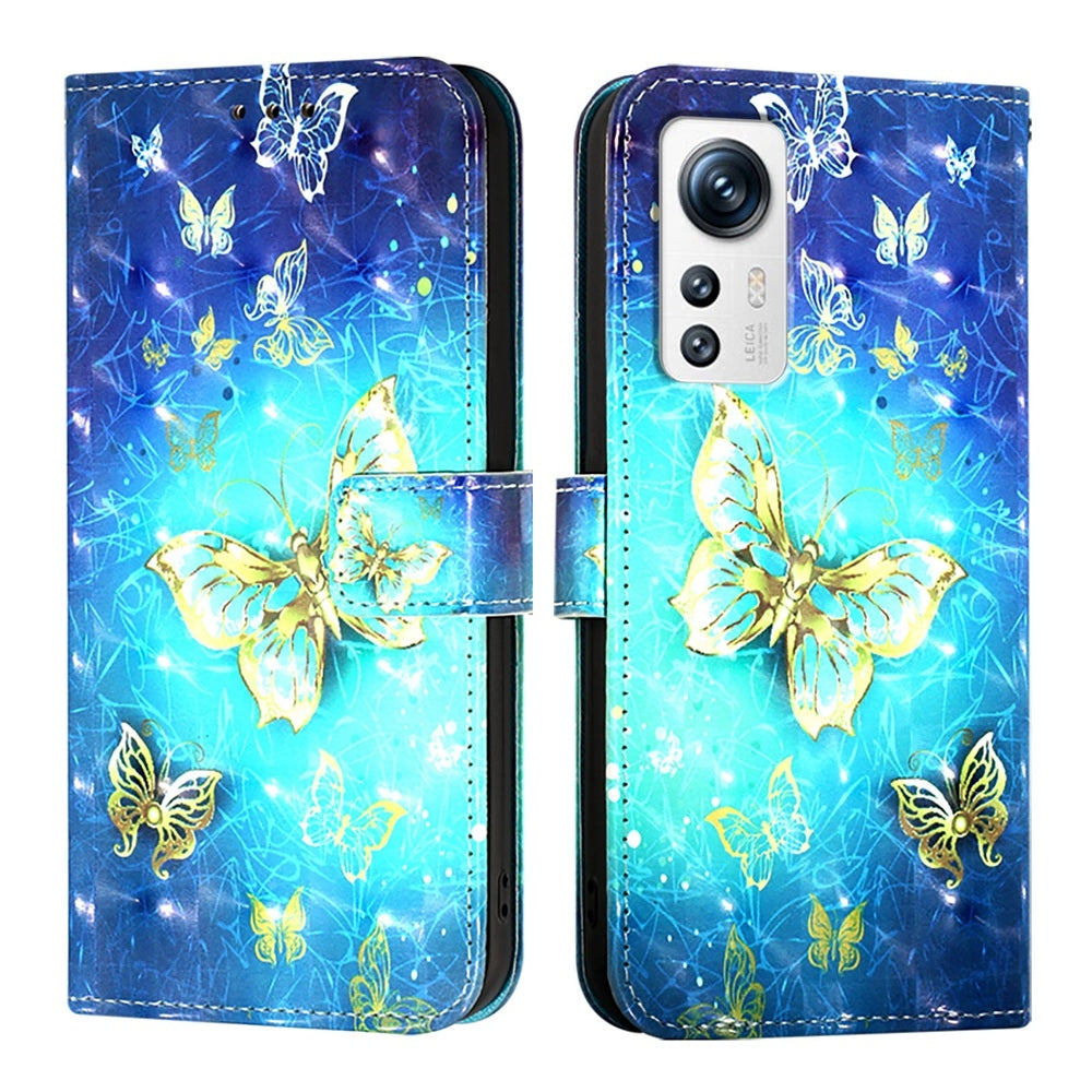 For Xiaomi 12 Leather Flip Phone Case with 3D Painted Design, Card Holder, Wallet & Stand Function - Durable Protection & Easy Access