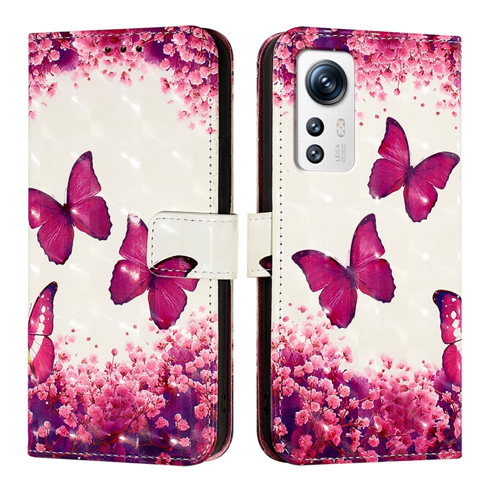 For Xiaomi 12 Leather Flip Phone Case with 3D Painted Design, Card Holder, Wallet & Stand Function - Durable Protection & Easy Access