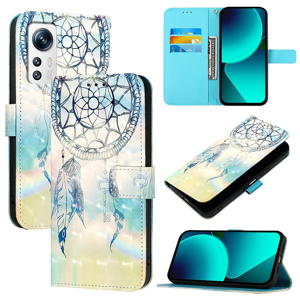 For Xiaomi 12 Leather Flip Phone Case with 3D Painted Design, Card Holder, Wallet & Stand Function - Durable Protection & Easy Access