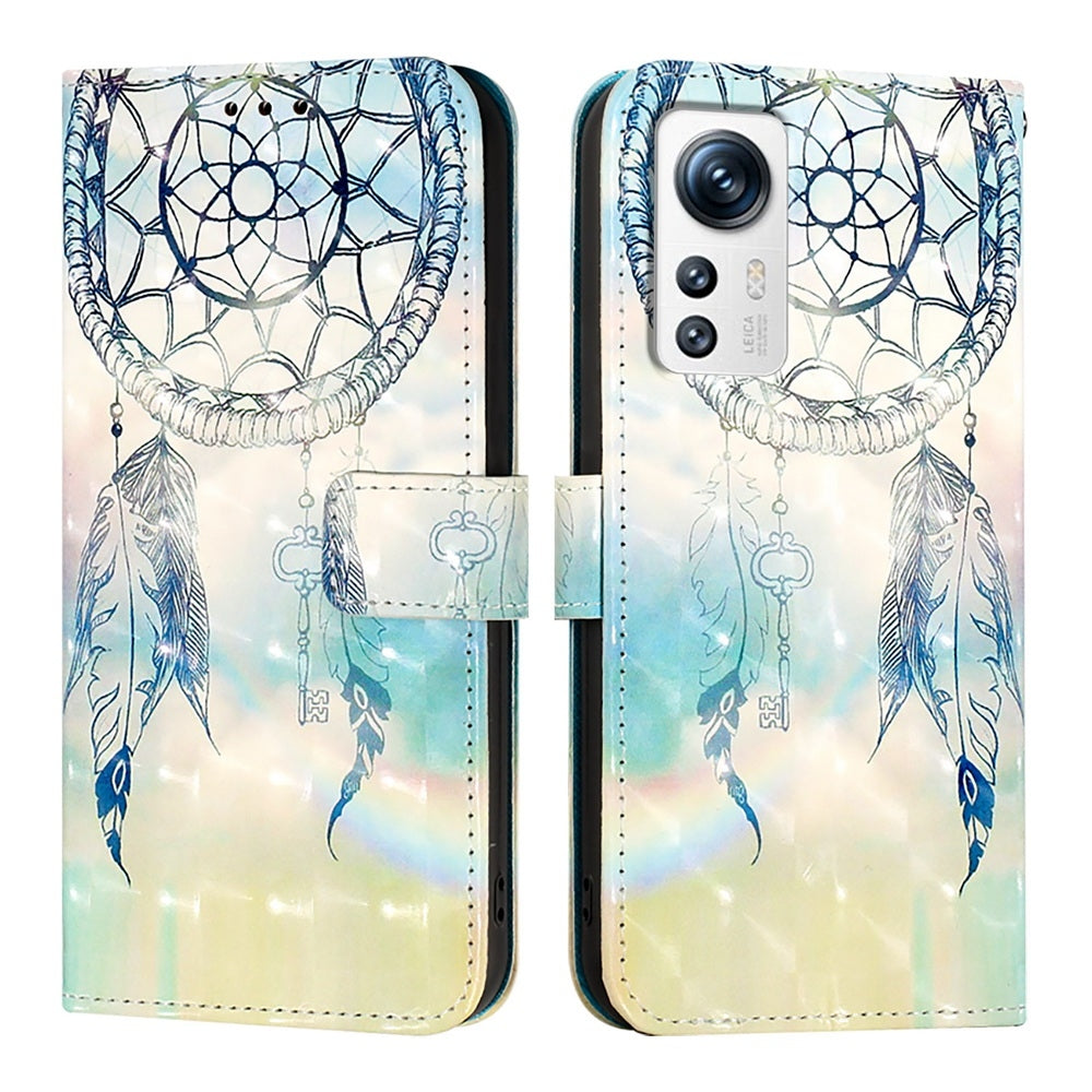 For Xiaomi 12 Leather Flip Phone Case with 3D Painted Design, Card Holder, Wallet & Stand Function - Durable Protection & Easy Access