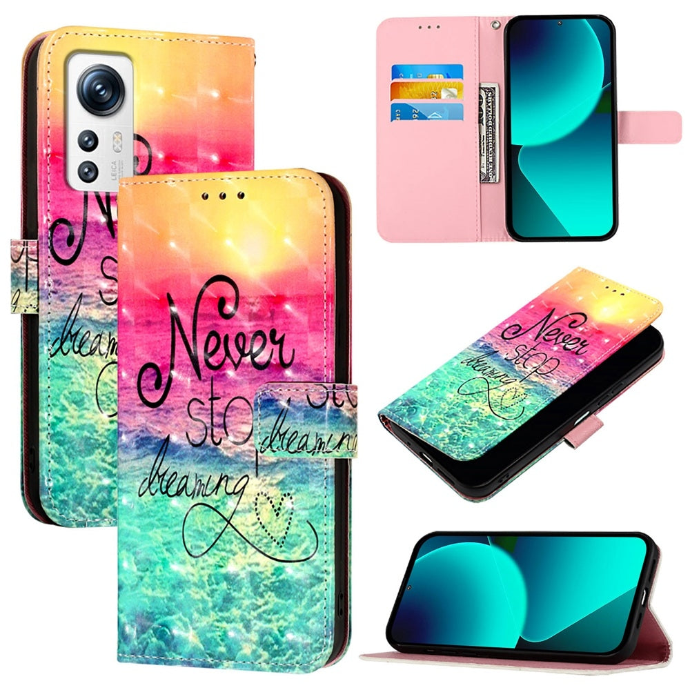For Xiaomi 12 Leather Flip Phone Case with 3D Painted Design, Card Holder, Wallet & Stand Function - Durable Protection & Easy Access