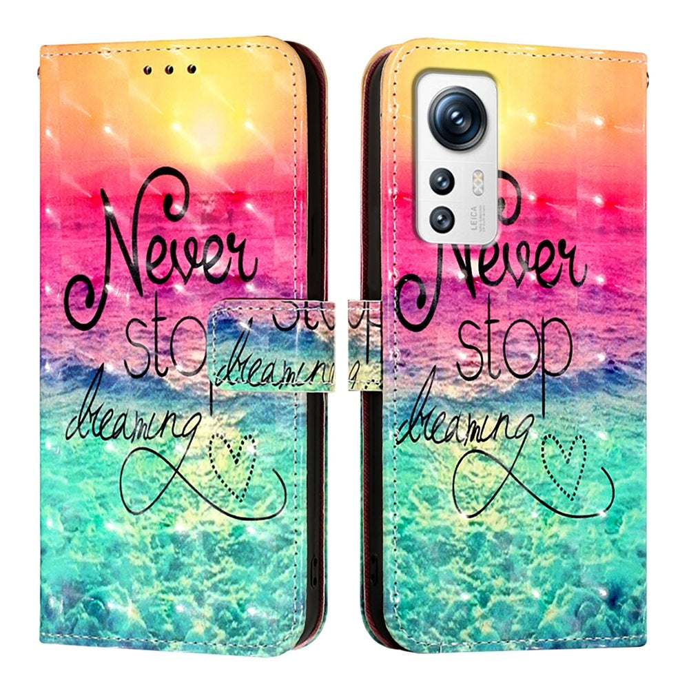 For Xiaomi 12 Leather Flip Phone Case with 3D Painted Design, Card Holder, Wallet & Stand Function - Durable Protection & Easy Access