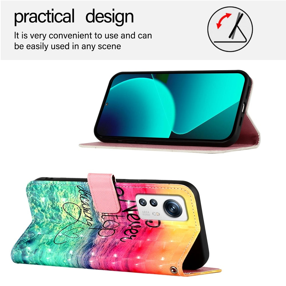 For Xiaomi 12 Leather Flip Phone Case with 3D Painted Design, Card Holder, Wallet & Stand Function - Durable Protection & Easy Access