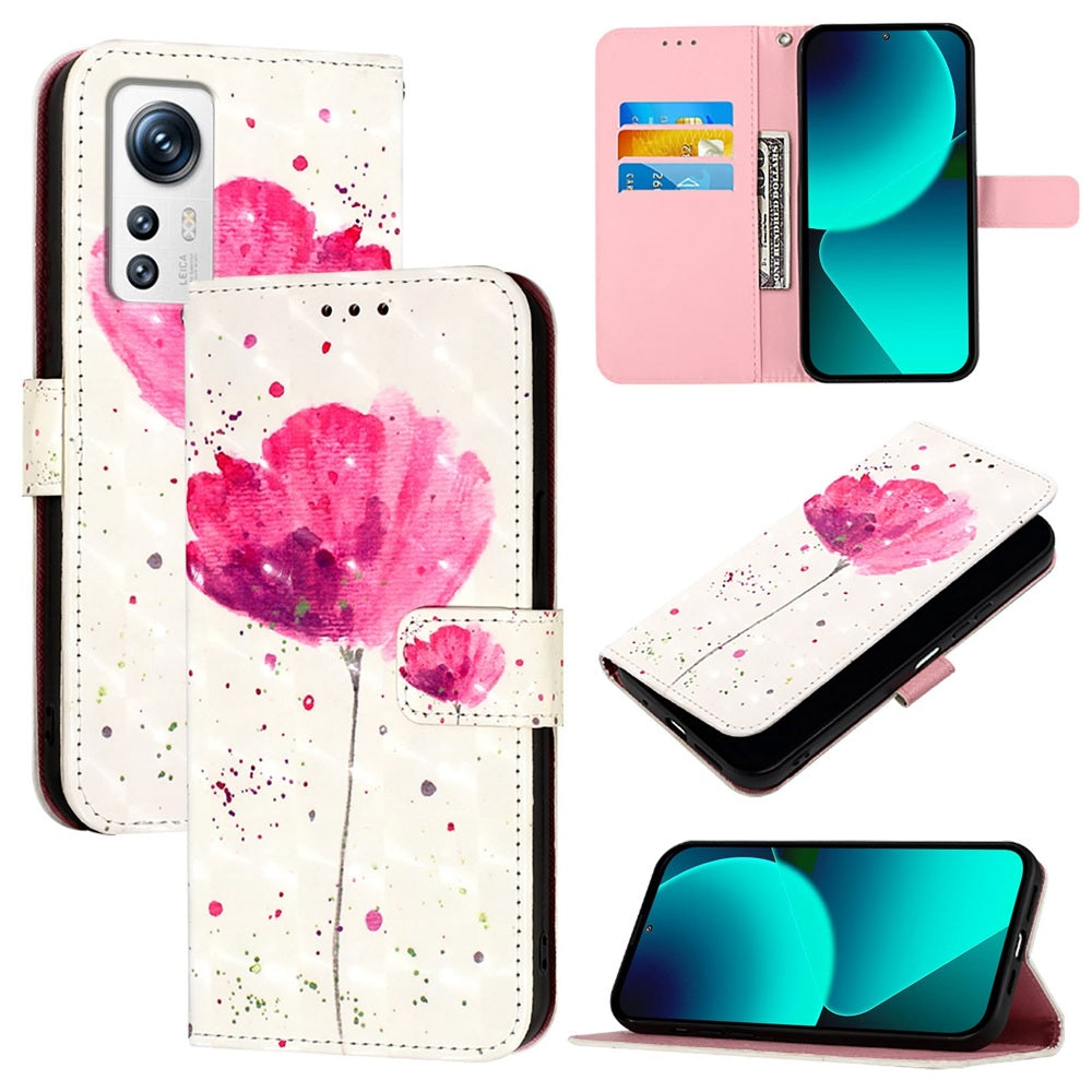 For Xiaomi 12 Leather Flip Phone Case with 3D Painted Design, Card Holder, Wallet & Stand Function - Durable Protection & Easy Access